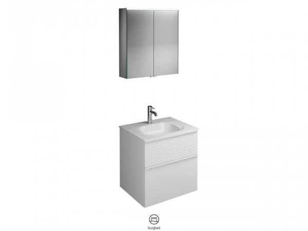 Bathroom Set Burgbad Fiumo 2 drawers, 1 with pleated structure, 2-door bathroom cabinet, 1-hole washbasin 620mm Customizable SFXV062-PN491