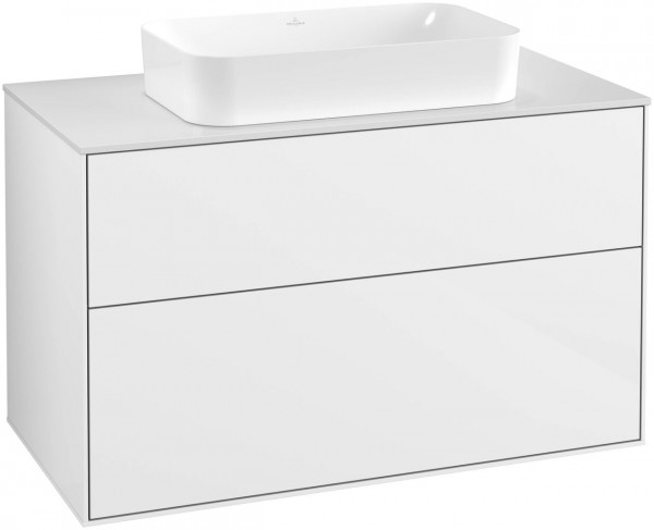 Villeroy and Boch Inset Basin Vanity Unit Finion Glossy White/Glass White F64100GF