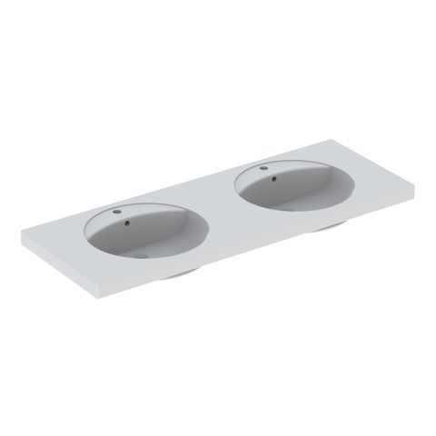 Geberit Double Basin Preciosa 2 Tap Holes With Overflow 1300x200x550mm White