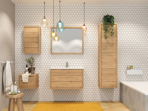 Allibert Wall Mounted Bathroom Cabinet SORENTO 400x690x170mm Kendal Oak