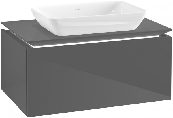 Villeroy and Boch Countertop Basin Unit Legato with light 800x380x500mm Glossy Grey