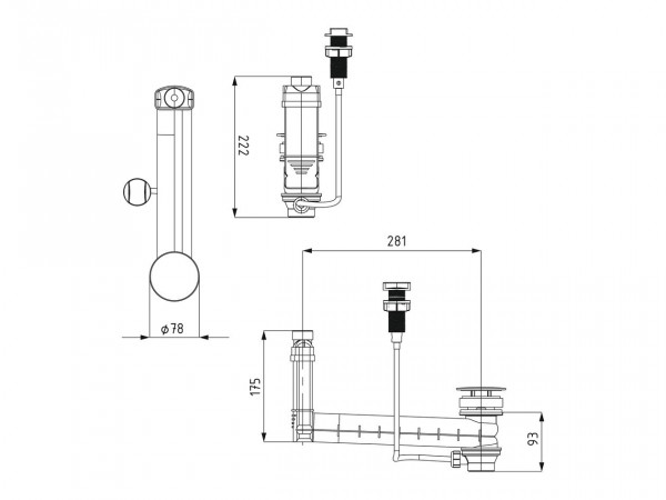Kaldewei Basin Waste Drain valve and overflow valve model 3902 Clou 905500000199