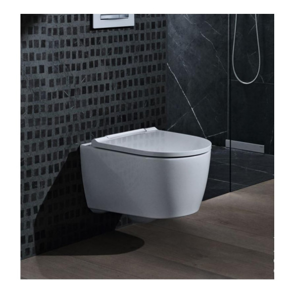 Geberit Wall Hung Toilet ONE and Frame Set  KeraTect Soft Closing Quick Release White Hinges