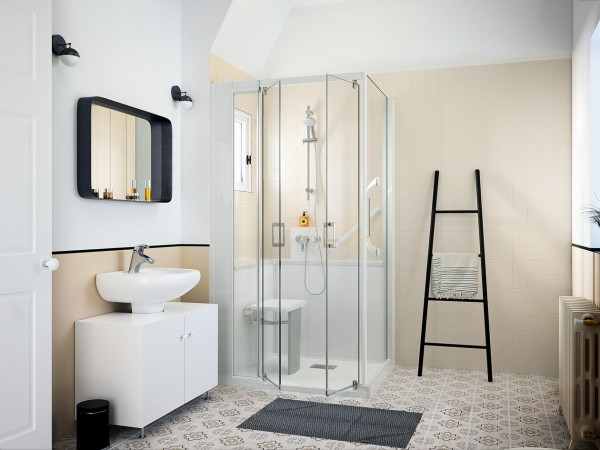 Kinedo Shower Enclosures Kinemagic Royal, Corner, 1000x700mm, low, Pivot doors