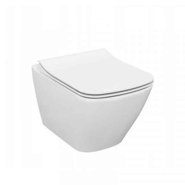 Wall Hung Toilet Cersanit CITY SQUARE with soft-close toilet seat 365x334mm White