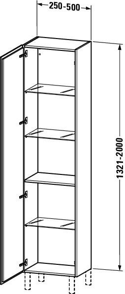 Tall Bathroom Cabinet Duravit L-Cube left door 2000mm Taupe Super Mat LC1191L8383