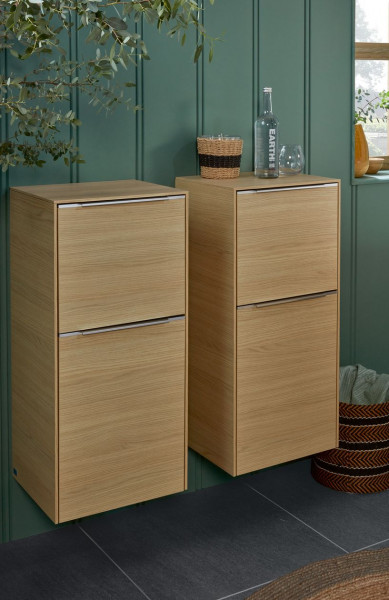 Wall Mounted Bathroom Cabinet Villeroy and Boch Subway 3.0 400x860x362mm Nordic Oak left, 1 drawer, 1 door