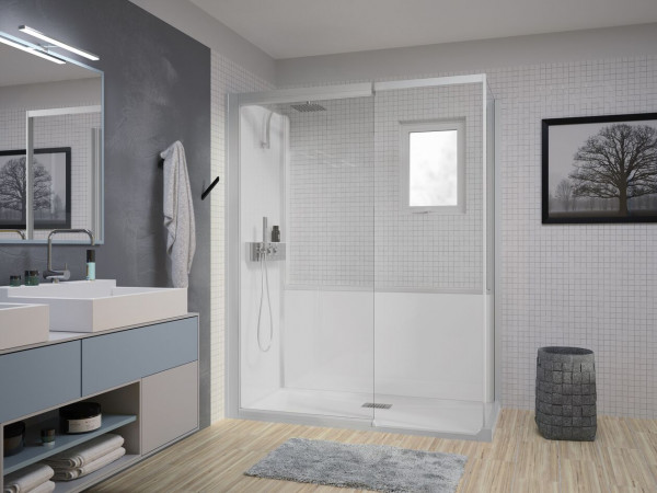 Kinedo Shower Enclosures Kinemagic Design, Corner, 1400x700mm, half-height, Sliding door