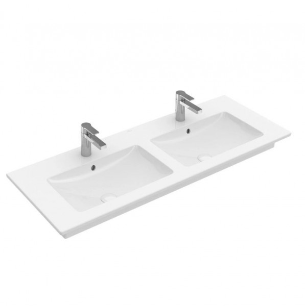 Villeroy and Boch Double Double Basin for Furniture with overflow Venticello 1300x500mm White with CeramicPlus 4111DLR1
