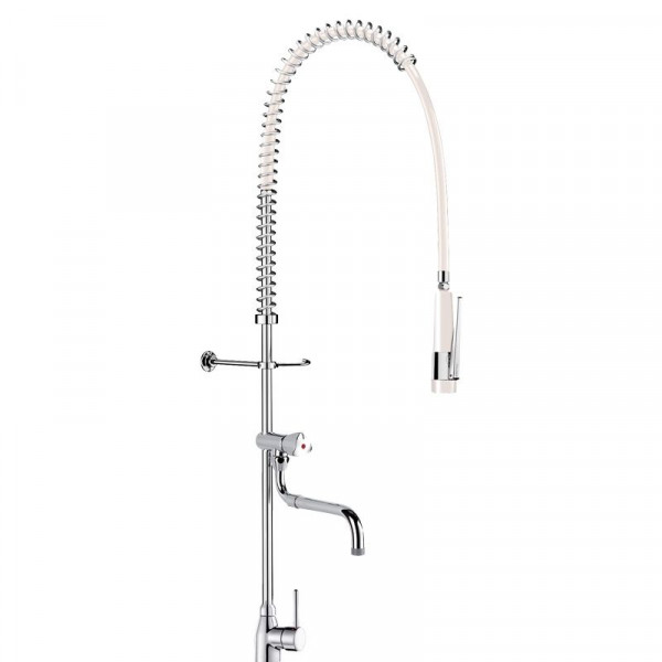 Pull Out Kitchen Tap Delabie 1225mm White | With water circuit
