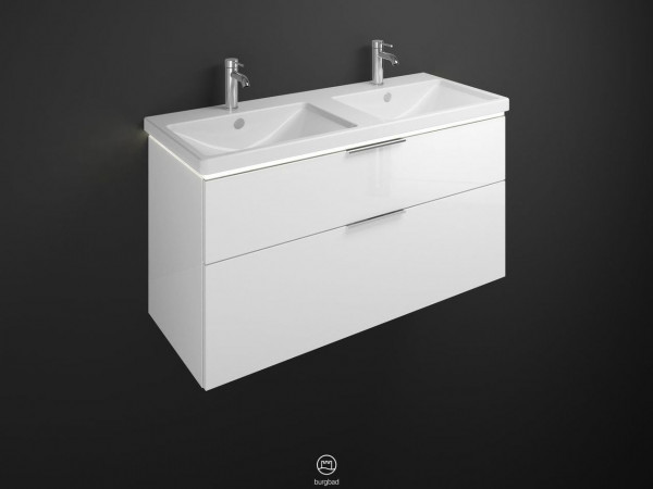 Bathroom Set Burgbad Eqio Double washbasin, 2 illuminated drawers 1230x665mm Customisable SEZC123-PN258