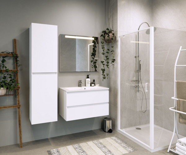 Allibert Tall Bathroom Cabinet ALMA 400x1560x370mm Glossy White