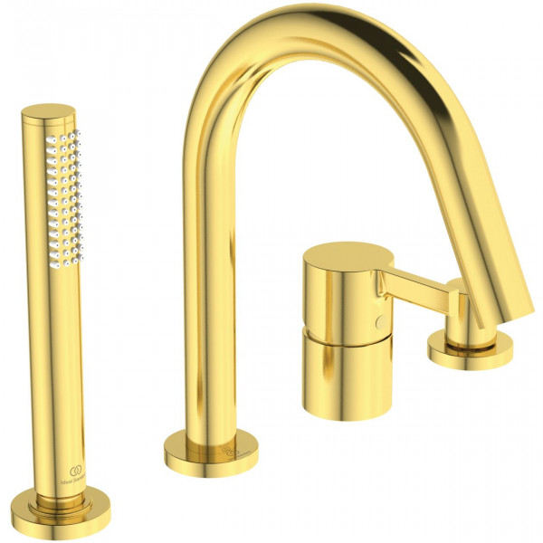 Deck Mounted Bath Tap Ideal Standard JOY with reversing valve with spoutand hand shower Brushed Gold