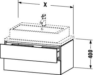 Vanity Unit For Countertop Basin Duravit L-Cube Compact, 2 drawers, without countertop 620mm Concrete Grey Matt LC580500707