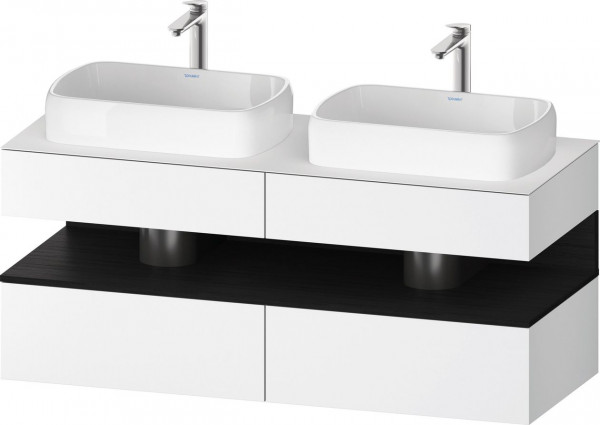 Double Basin Cabinet Duravit Qatego Left, with niche 1400mm Black Oak Matt/White Matt QA4767016180000