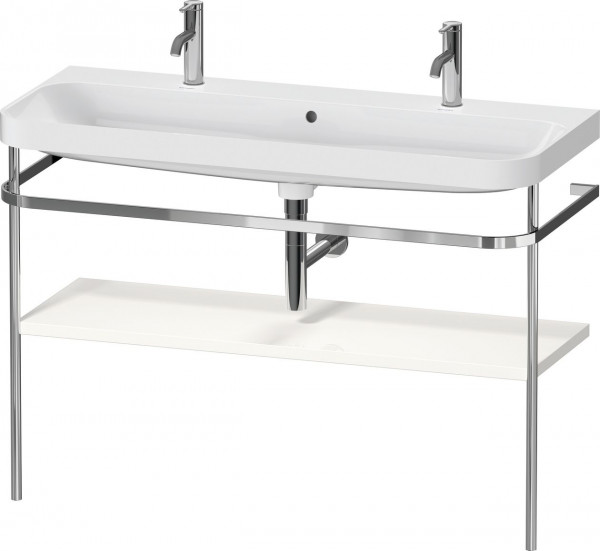 Bathroom Set Duravit Happy D.2 Plus Double washbasin, Metal console 1 shelf 1175mm White high gloss HP4849O22220000