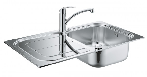 Grohe Sink-Bandle with stainless steel sink/Eurosmart Single lever sink mixer Eurosmart Stainless Steel