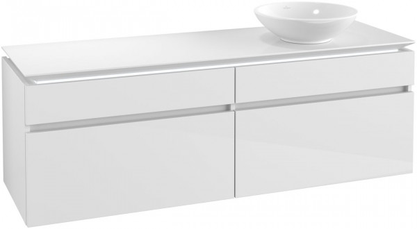 Villeroy and Boch Countertop Basin Unit Legato 1600x550x500mm Glossy White | Washbasin Right | With Light