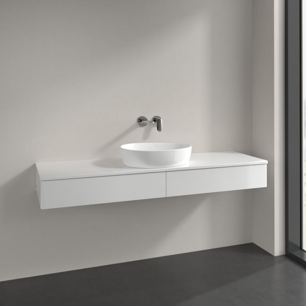 Vanity Unit For Countertop Basin Villeroy and Boch Antao 2 long drawers 1600x190x500mm Glossy White Laquered