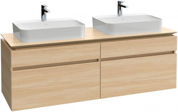 Villeroy and Boch Double Basin Vanity Unit Legato with lighting 1600x550x500mm Glossy Grey