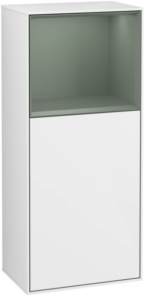 Villeroy and Boch Side Cabinet Finion door left Glossy White Lacquer/Olive Matt Lacquer