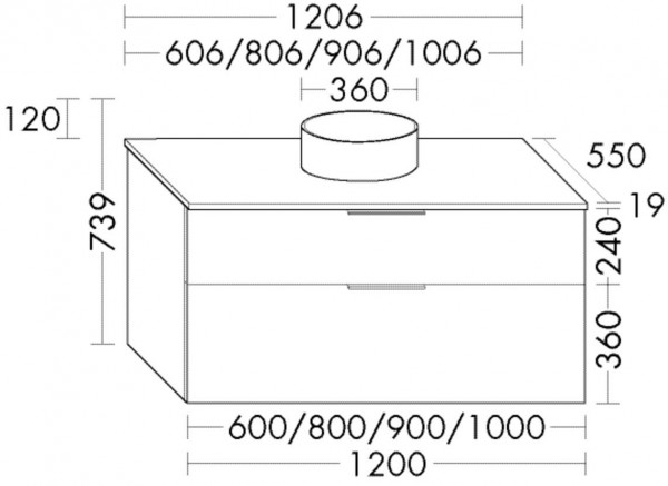 Bathroom Set Burgbad Eqio Freestanding basin, 2-drawer unit 606x739mm Customisable SGUM060-PN258