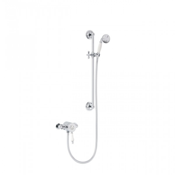 Heritage Bathrooms Thermostatic Shower Dual Control with Premium Flexible Riser Kit Glastonbury 635x125x158mm Chrome