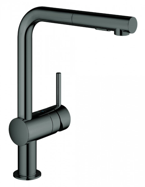Grohe Kitchen Mixer Tap Minta With Extractable Handheld Shower 1 hole 328mm Hard Graphite