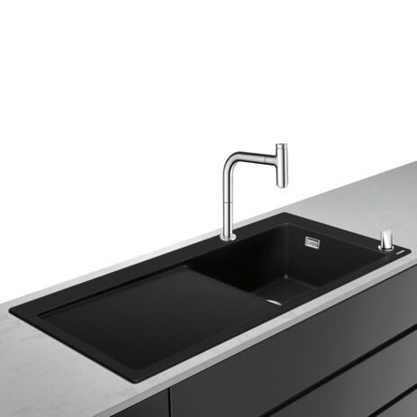 Hansgrohe Undermount Sink C51 Pack with draining board Graphite Black/Chrome 1050 mm 43219000