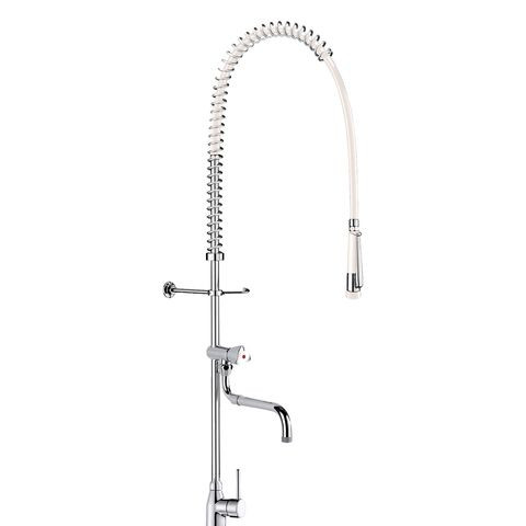 Delabie Pull Out Kitchen Tap with bib tap Chrome