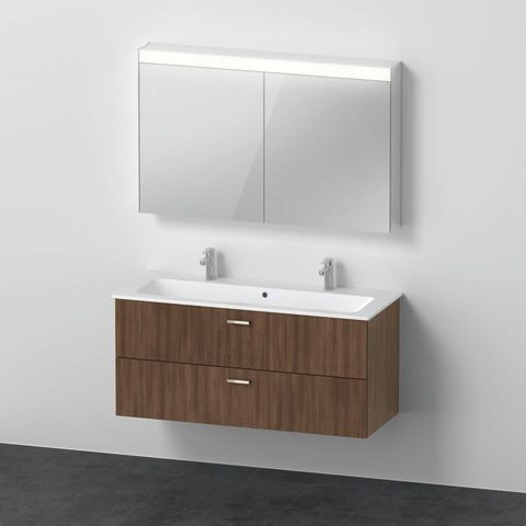 Bathroom Set Duravit XBase Double washbasin with vanity unit and mirror cabinet 1230mm Natural Oak