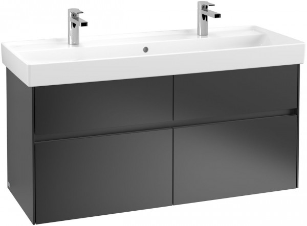 Villeroy en Boch Double Vanity Unit Collaro Wall-mounted 1154x444x546mm Black Matt Lacquer | Without LED