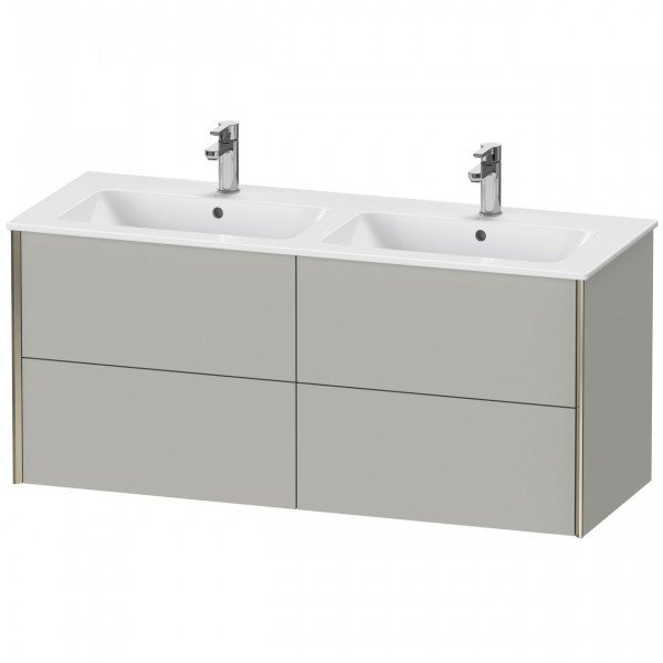 Double Basin Cabinet Duravit XViu hanging 4 drawers, for washbasin ME 1280mm Concrete Grey Matt/Champagne XV41290B107