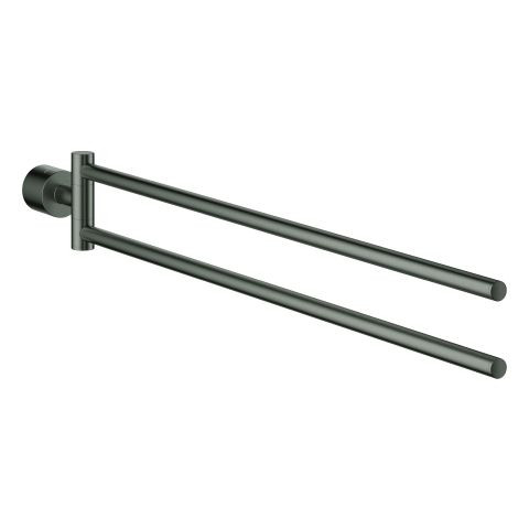Wall Mounted Towel Rack Grohe Atrio with 2 non-pivoting arms Brushed Hard Graphite