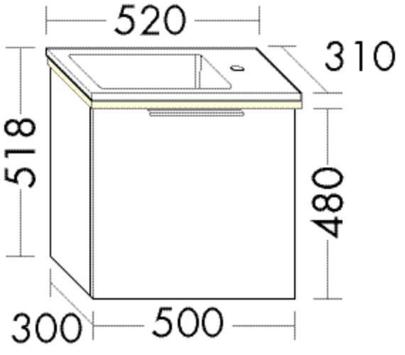 Bathroom Set Burgbad Eqio Wash-hand basin, 1 drawer unit 520x518mm Customisable SHCJ052-PN258