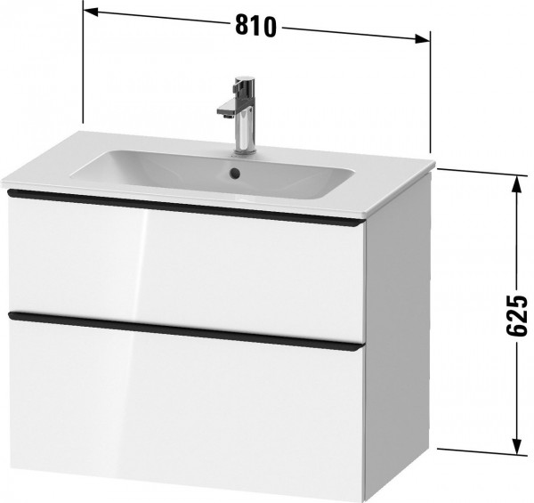 Vanity Unit Built-In Basin Duravit D-Neo 2 drawers, stainless steel handles for Lav. ME 810mm White Matt DE4362070180000