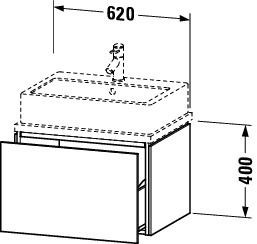 Vanity Unit For Countertop Basin Duravit L-Cube Compact, 1 drawer 620mm Concrete Grey Matt LC580000707