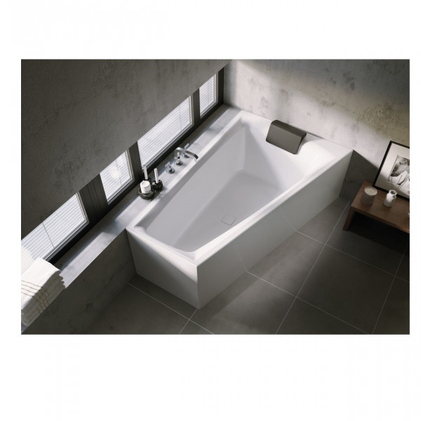 Riho Corner Bath Still Smart Left Version Chrome Overflow 1100x800x1700mm Chrome/White