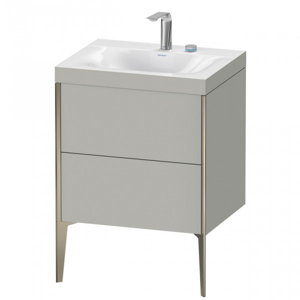 Bathroom Set Duravit XViu Washbasin c-bonded frame C 2 holes, Cabinet 2 drawers 600mm Concrete Grey Matt/Champagne XV4709EB107C