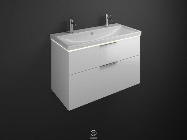 Bathroom Set Burgbad Eqio Double washbasin, 2 illuminated drawers 1030x665mm Customisable SEZB103-PN258