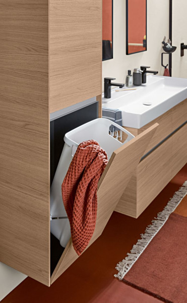 Villeroy and Boch Tall Bathroom Cabinet Collaro Left hinges 1 door 1 laundry tray Nordic Oak