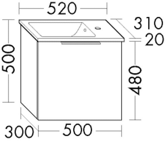 Bathroom Set Burgbad Eqio Wash-hand basin, 1 drawer unit 520x500mm Customisable SGZJ052-PN258