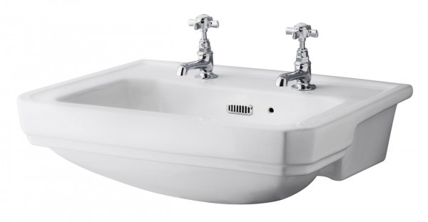 Semi Recessed Basin Bayswater Fitzroy 2 holes 560mm White
