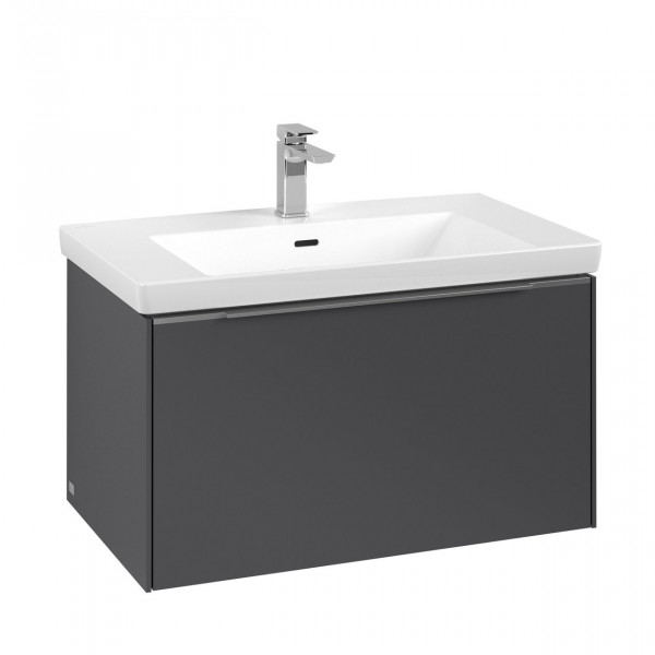 Vanity Unit Built-In Basin Villeroy and Boch Subway 3.0 1 drawer 462x432mm Graphite | Glossy Aluminium | Without Light | 772 mm