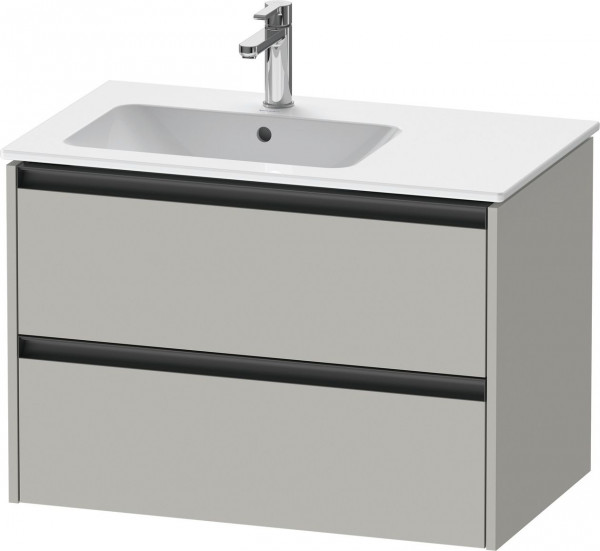 Vanity Unit Built-In Basin Duravit Ketho.2 2 drawers, anthracite handles, left-hand washbasin 810x549mm Concrete Grey Matt K25267007070000