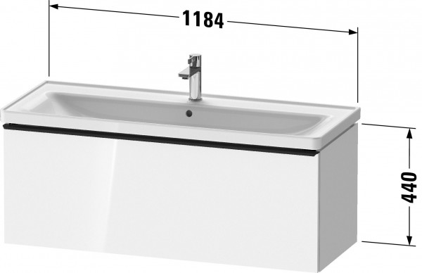 Vanity Unit Built-In Basin Duravit D-Neo drawer, bronze handle, for Lav. D-Neo 1184mm Concrete Grey Matt DE4291004070000