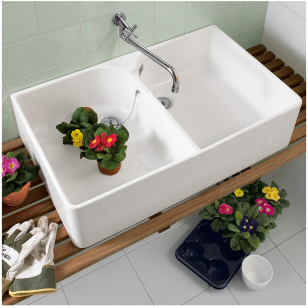Villeroy and Boch O.Novo Double Countertop Sink 795x220x500mm White 633100R1