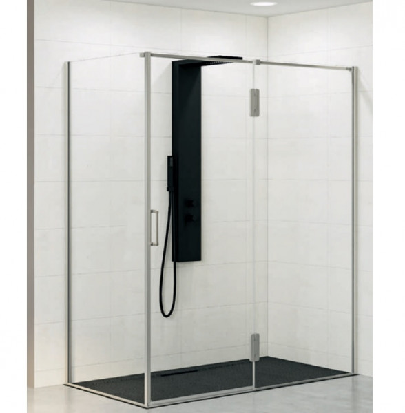 Pivot Shower Door Kinedo Ekinox P Right-hand hinges, angled for side panel F 700x2070mm Brushed Stainless Steel