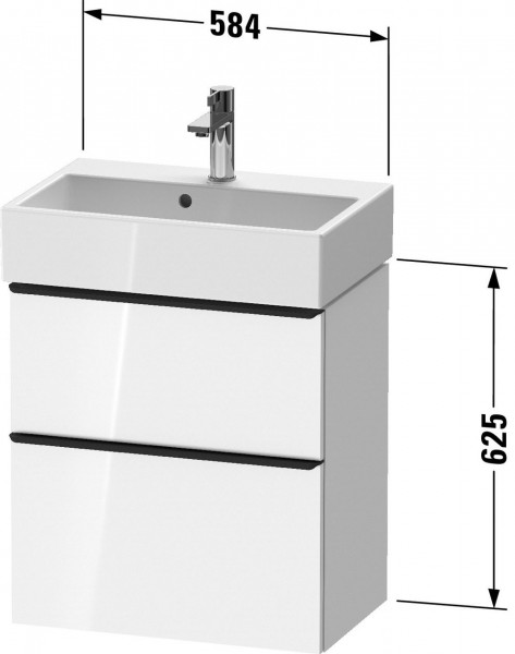 Vanity Unit Built-In Basin Duravit D-Neo Compact 2 drawers, bronze handles for Lav. Vero Air 584mm Concrete Grey Matt DE4329004070000