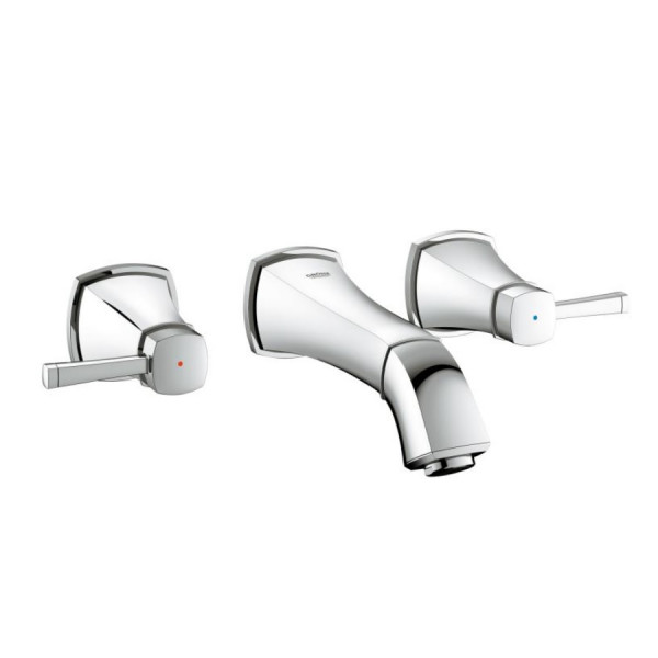 Grohe Grandera 3-Hole S-Size Basin tap 1/2" Chrome for wall-mounted installation
